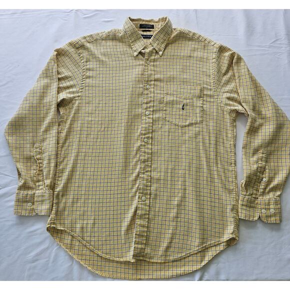 Nautica Shirt‎ Mens Size Large Yellow Plaid Casual Button Up Long Sleeve - Picture 1 of 8